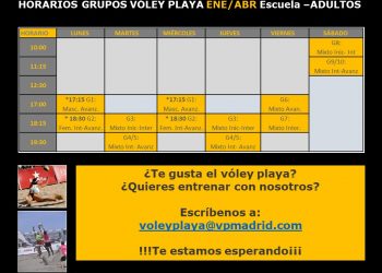 Horarios Grupos Vóley Plata Enero-Abril 2022